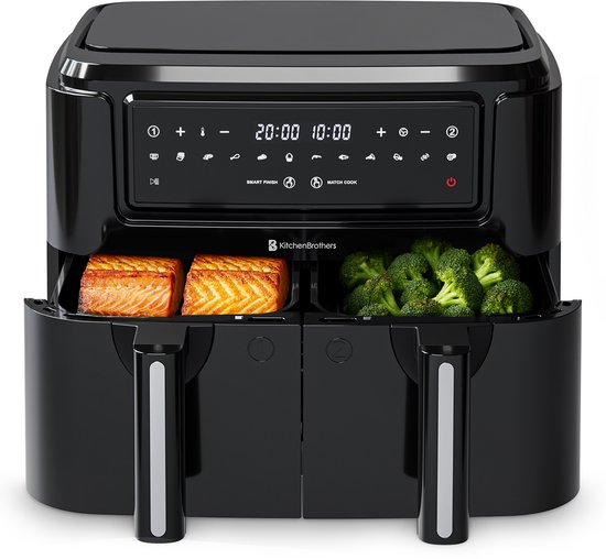 KitchenBrothers dubbele airfryer van 9 liter met Dual Sync en Smart Finish